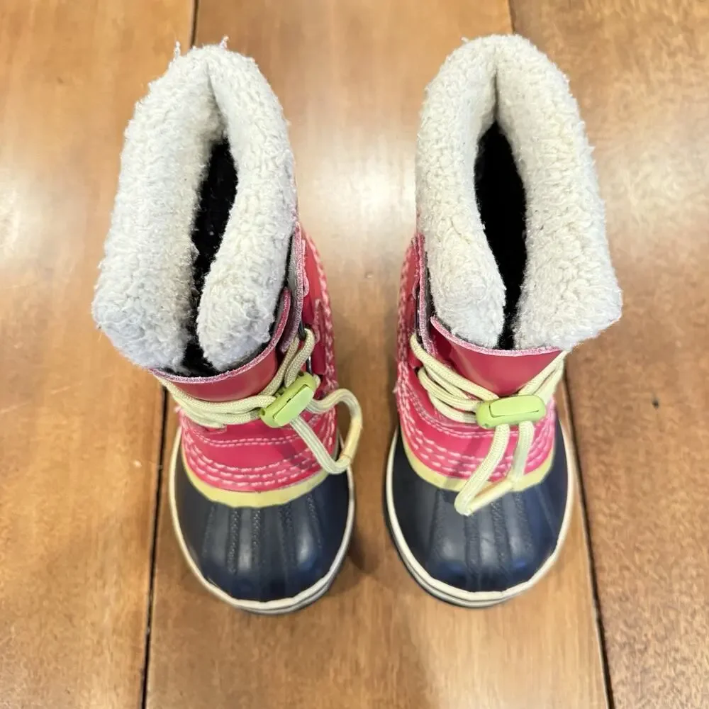 Sorel Yoot Pac Girls 9 Winter Snow Duck Boot‎ Leather Pink Waterproof Sherpa